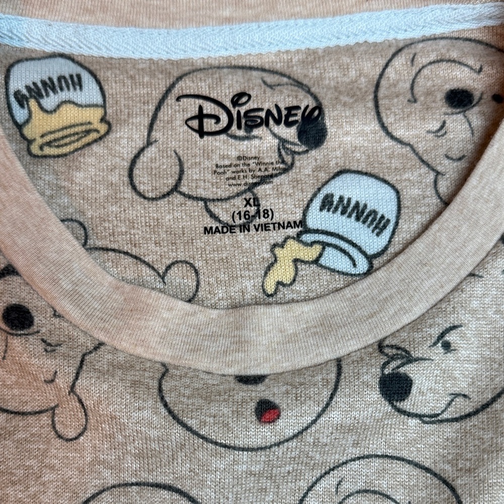 Disney Winnie The Pooh Lightweight Soft Fleece Pajama 2pc Set SZ XL (16-18) - Picture 2 of 11